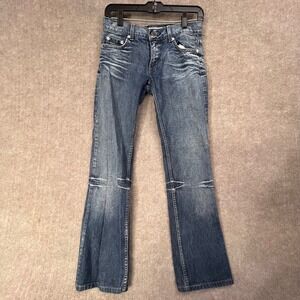 Vintage Armani Exchange A|X Women Bootcut Jeans Distressed Denim Blue Wash Sz 27